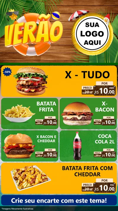 Modelo de TV para TV Vertical com o tema Verão para Hamburgueria