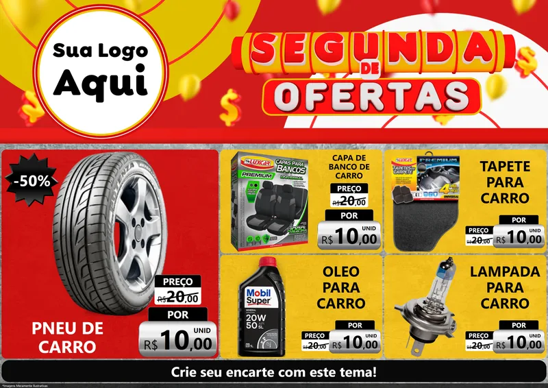 Modelo de Encarte para Encarte A4 Horizontal com o tema Segunda de Ofertas para Auto peças