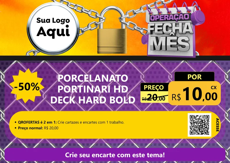 Modelo de Cartaz para Cartaz A4 Horizontal com o tema Operação Fecha Mês para Pisos e revestimentos