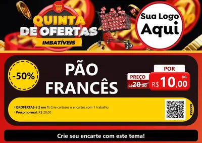 Modelo de Cartaz para Cartaz A4 Horizontal com o tema Quinta de Ofertas Imbatíveis para Padaria