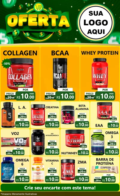 Modelo de Encarte para Encarte Grande com o tema Oferta para Suplementos alimentares