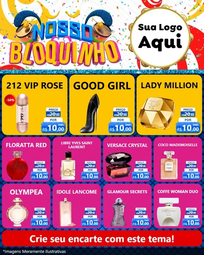 Modelo de Rede Social para Feed Instagram com o tema Nosso Bloquinho para Perfumes