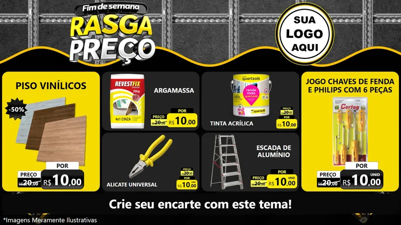 Modelo de TV para TV Horizontal com o tema Fim de Semana Rasga Preço para Material para Construção