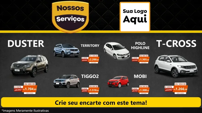 Modelo de TV para TV Horizontal com o tema Nossos Serviços para Concessionaria de Carros