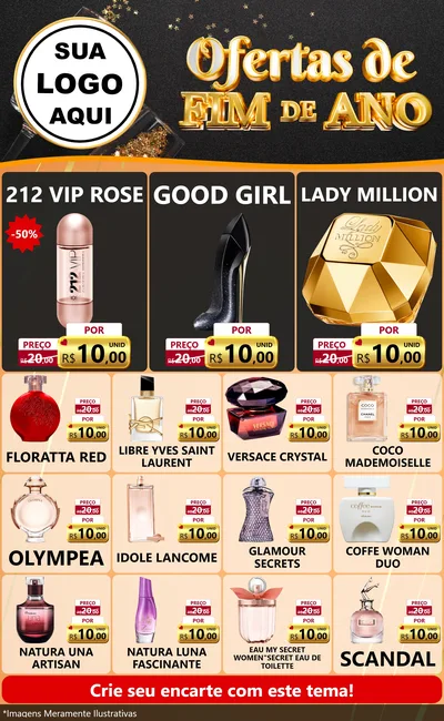 Modelo de Encarte para Encarte Grande com o tema Ofertas de Fim de Ano para Perfumes