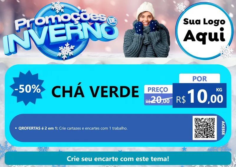 Modelo de Cartaz para Cartaz A4 Horizontal com o tema Promoções de Inverno para Produtos Naturais