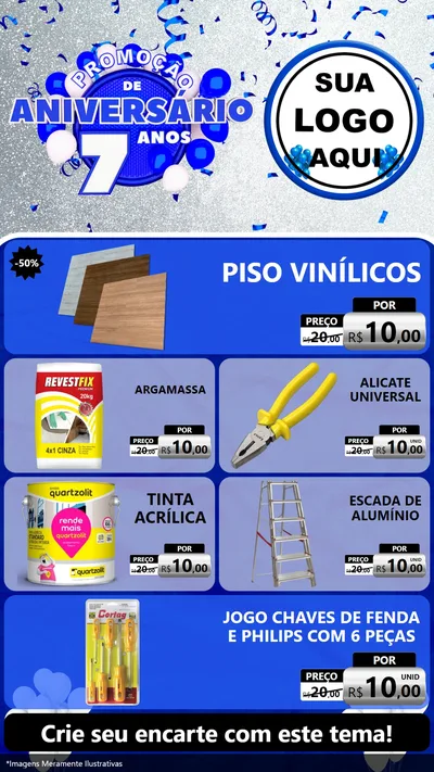 Modelo de TV para TV Vertical com o tema Promoção de Aniversário - 7 Anos para Material para Construção