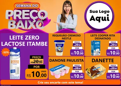 Modelo de Encarte para Encarte A4 Horizontal com o tema Semana do Preço Baixo para Frios e Laticínios