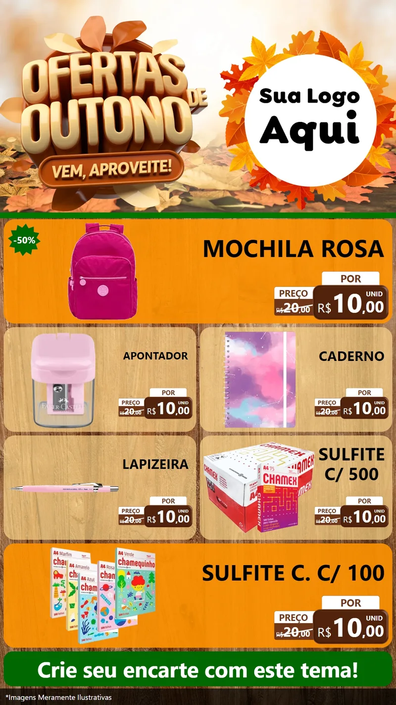 Modelo de TV para TV Vertical com o tema Ofertas de Outono - Vem, Aproveite! para Papelaria