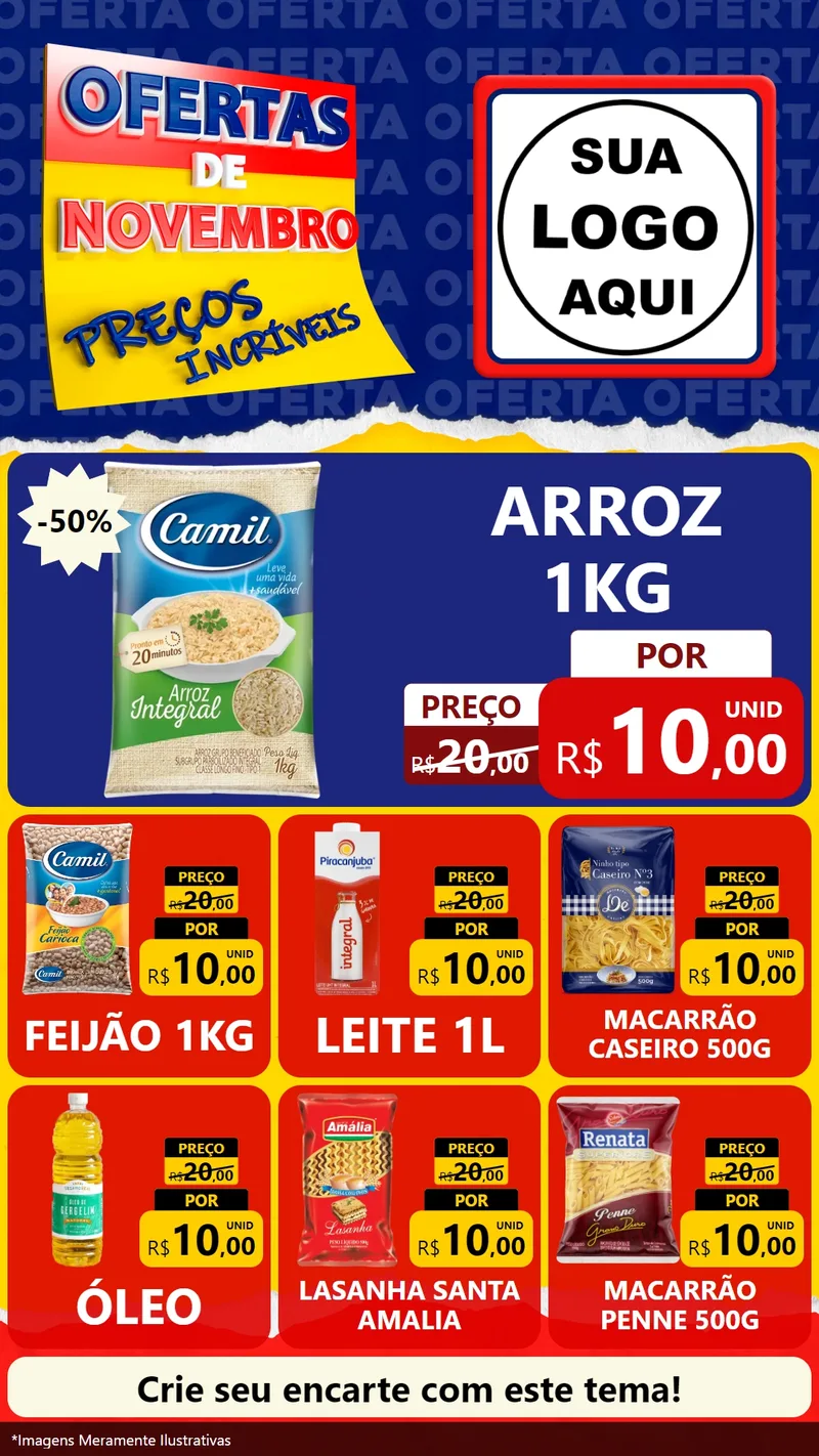 Modelo de Rede Social para Stories com o tema Ofertas de Novembro - Preços Incríveis para Supermercado