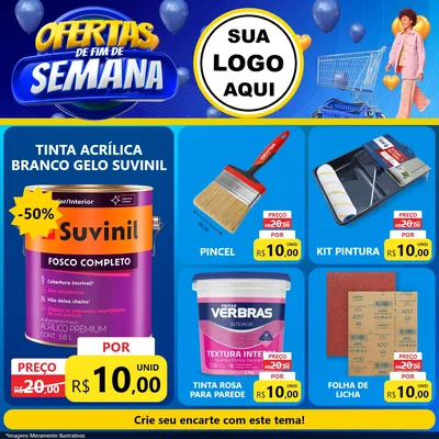 Modelo de Rede Social para Feed Facebook com o tema Ofertas de Fim de Semana para Tintas e Ferramentas