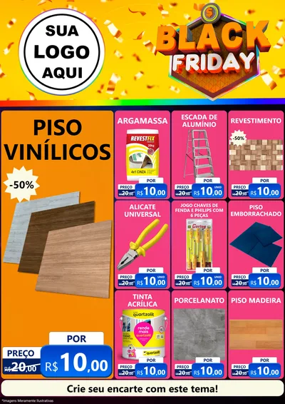Modelo de Encarte para Encarte A4 Vertical com o tema Black Friday para Material para Construção