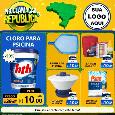 Modelo de Rede Social para Feed Facebook com o tema Proclamação da República para Produtos para Piscina