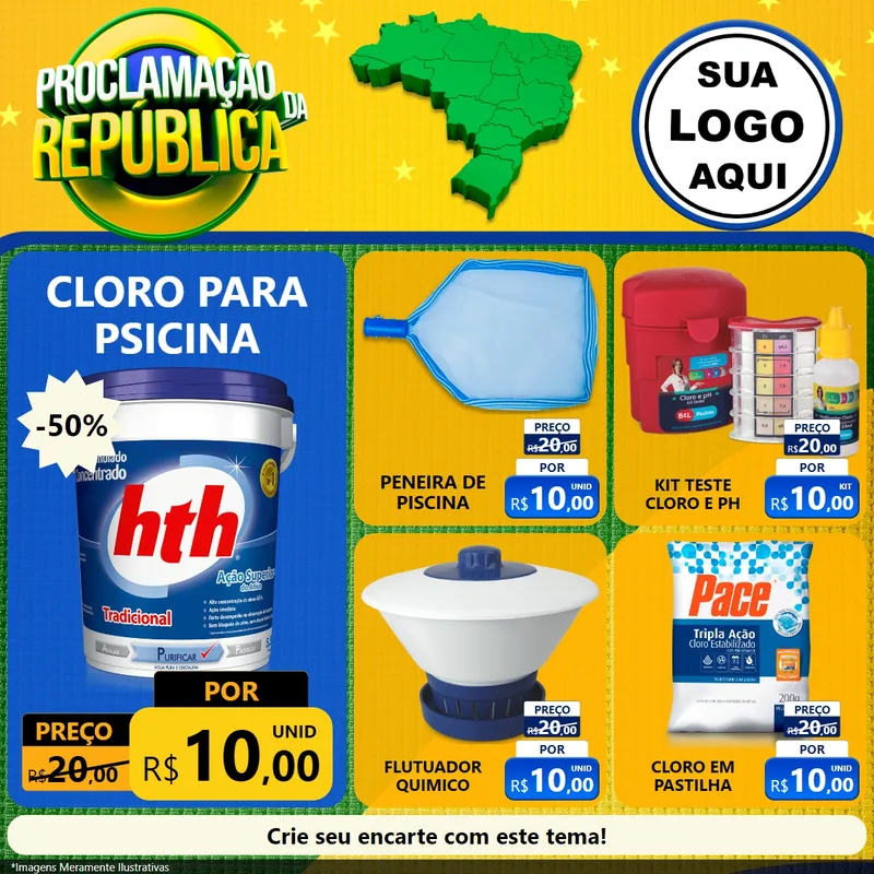 Modelo de Rede Social para Feed Facebook com o tema Proclamação da República para Produtos para Piscina