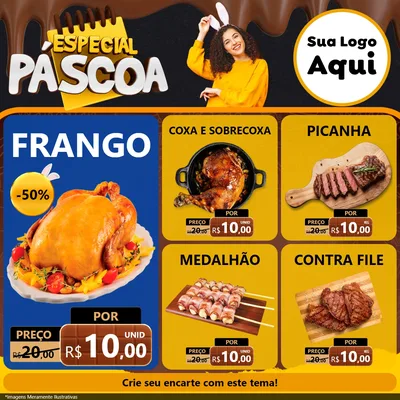 Modelo de Rede Social para Feed Facebook com o tema Especial Páscoa para Assados