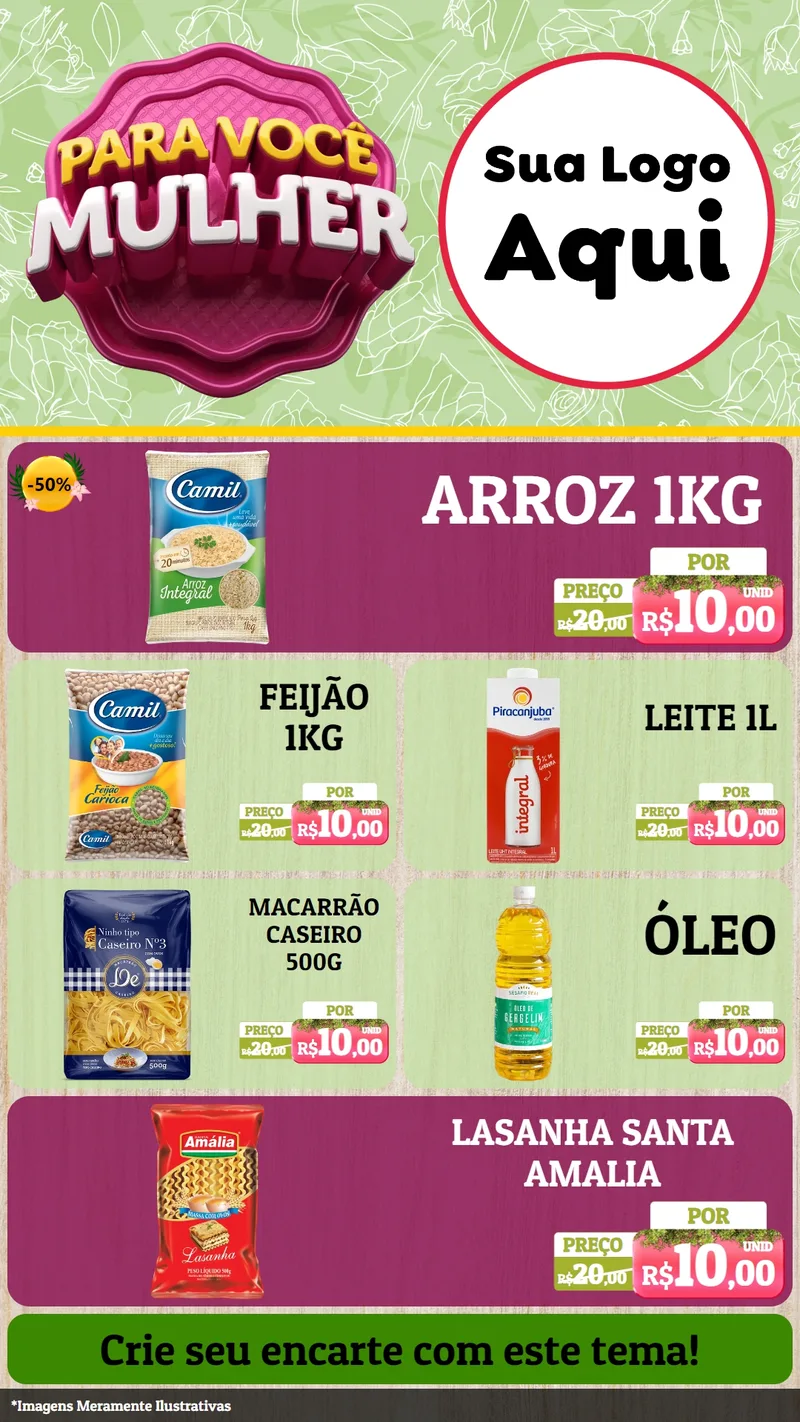 Modelo de TV para TV Vertical com o tema Para Você Mulher para Supermercado