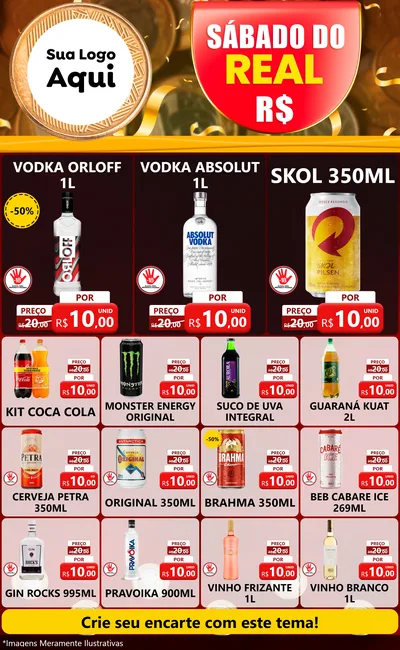 Modelo de Encarte para Encarte Grande com o tema Sábado do Real para Distribuidora de bebidas
