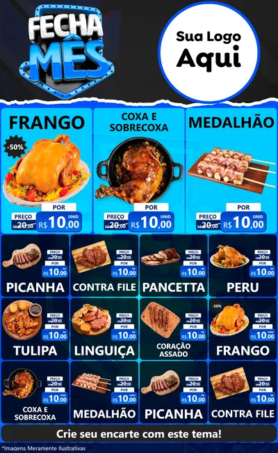 Modelo de Encarte para Encarte Grande com o tema Fecha Mês para Assados