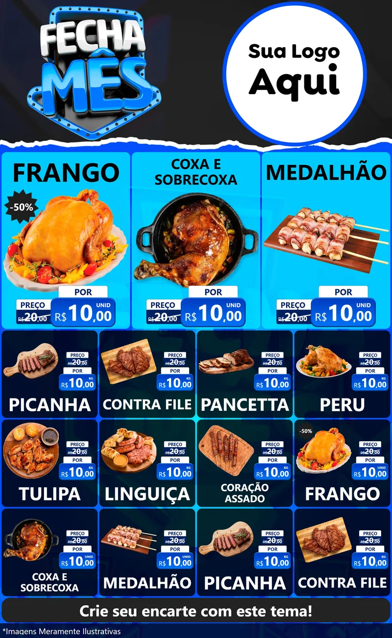 Modelo de Encarte para Encarte Grande com o tema Fecha Mês para Assados