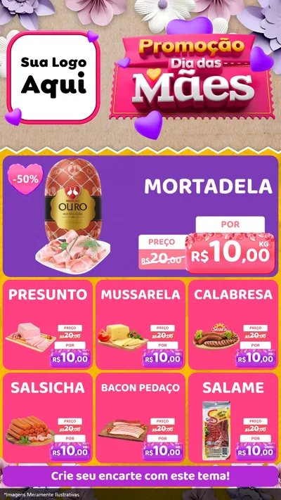 Modelo de Rede Social para Stories com o tema Promoção Dia das Mães para Frios e Laticínios