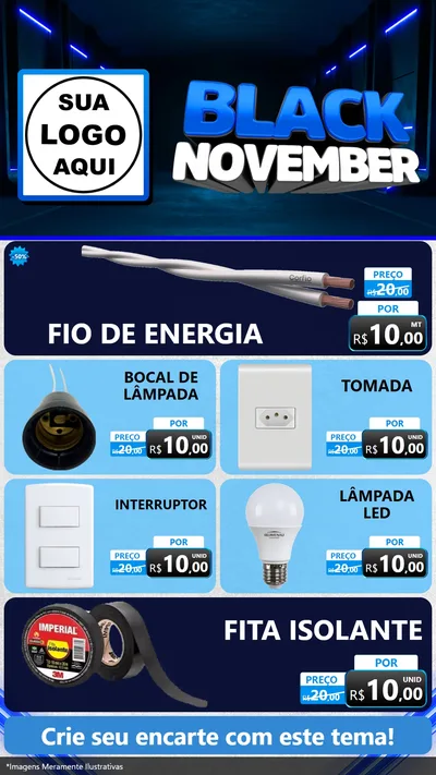 Modelo de TV para TV Vertical com o tema Black November para Materiais Elétricos