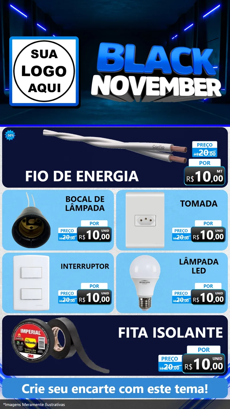 Modelo de TV para TV Vertical com o tema Black November para Materiais Elétricos