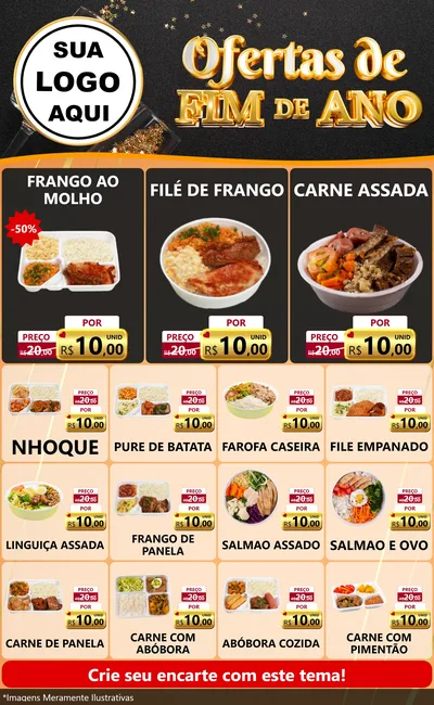 Modelo de Encarte para Encarte Grande com o tema Ofertas de Fim de Ano para Restaurante
