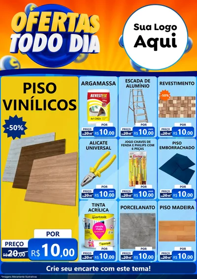 Modelo de Encarte para Encarte A4 Vertical com o tema Ofertas Todo Dia para Material para Construção