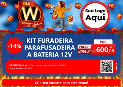 Modelo de Cartaz para Cartaz A4 Horizontal com o tema Dia W - O Dia Mais Barato Do Mês para Maquinas e Ferramentas