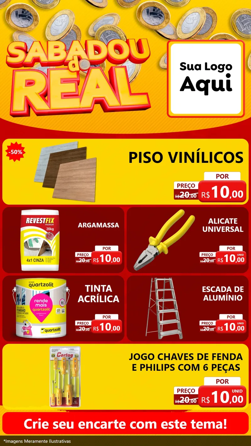 Modelo de TV para TV Vertical com o tema Sabadou do Real para Material para Construção