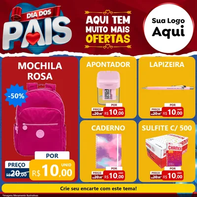 Modelo de Rede Social para Feed Facebook com o tema Dia dos Pais para Papelaria