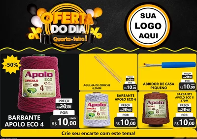 Modelo de Encarte para Encarte A4 Horizontal com o tema Oferta do Dia - Quarta Feira! para Armarinho e Aviamentos