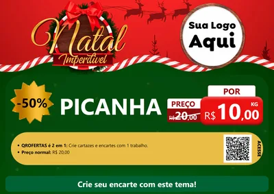 Modelo de Cartaz para Cartaz A4 Horizontal com o tema Natal Imperdível para Açougue