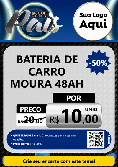 Modelo de Cartaz para Cartaz A4 Vertical com o tema Sorteio Dia Dos Pais para Baterias Elétricas