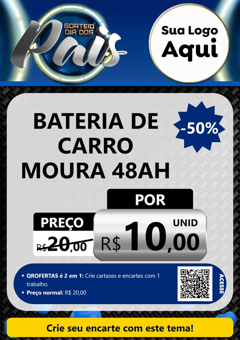 Modelo de Cartaz para Cartaz A4 Vertical com o tema Sorteio Dia Dos Pais para Baterias Elétricas