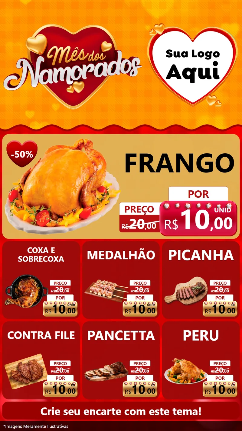 Modelo de Rede Social para Stories com o tema Mês dos Namorados para Assados