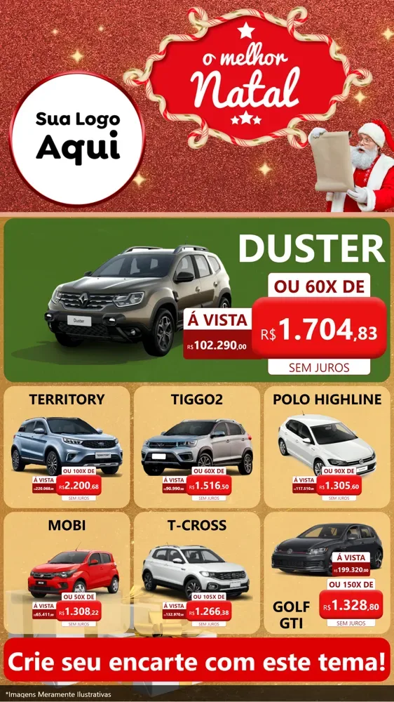 Modelo de Rede Social para Stories com o tema O Melhor Natal para Concessionaria de Carros