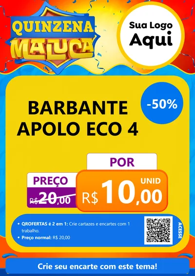 Modelo de Cartaz para Cartaz A4 Vertical com o tema Quinzena Maluca para Armarinho e Aviamentos