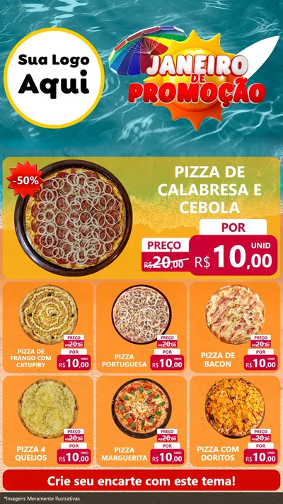 Modelo de Rede Social para Stories com o tema Janeiro de Promoção para Pizzaria