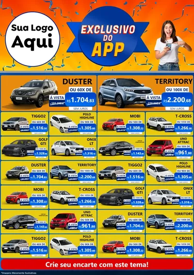 Modelo de Encarte para Encarte A4 Vertical com o tema Exclusivo do Aplicativo para Concessionaria de Carros