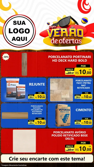 Modelo de TV para TV Vertical com o tema Super Verão de Ofertas para Pisos e revestimentos