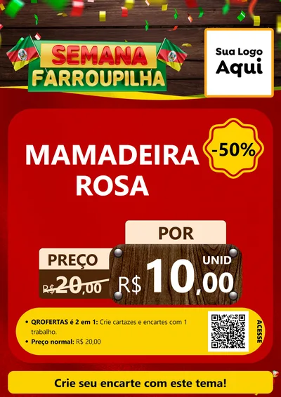 Modelo de Cartaz para Cartaz A4 Vertical com o tema Semana Farroupilha para Bebês
