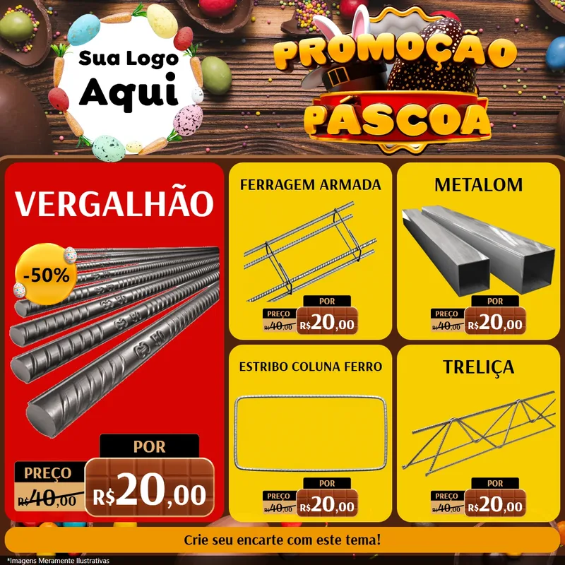 Modelo de Rede Social para Feed Facebook com o tema Promoção Páscoa para Ferragens