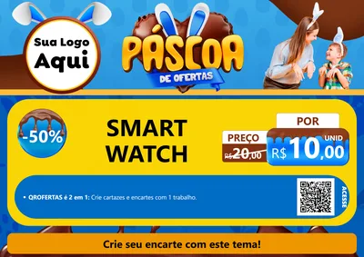 Modelo de Cartaz para Cartaz A4 Horizontal com o tema Páscoa de Ofertas para Informática