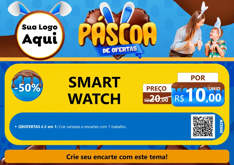 Modelo de Cartaz para Cartaz A4 Horizontal com o tema Páscoa de Ofertas para Informática