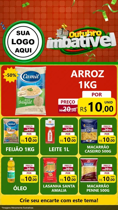 Modelo de Rede Social para Stories com o tema Outubro Imbatível para Supermercado