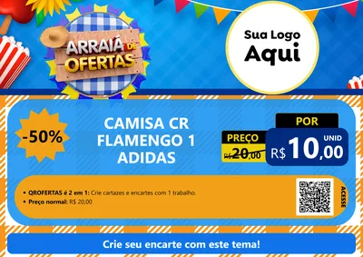 Modelo de Cartaz para Cartaz A4 Horizontal com o tema Arraiá de Ofertas para Roupas e acessórios