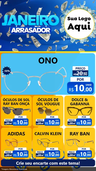 Modelo de Rede Social para Stories com o tema Janeiro Arrasador para Óticas