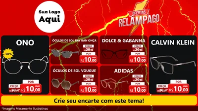 Modelo de TV para TV Horizontal com o tema Ofertas Relâmpago para Óticas
