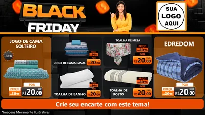 Modelo de TV para TV Horizontal com o tema Black Friday para Cama, Mesa e Banho